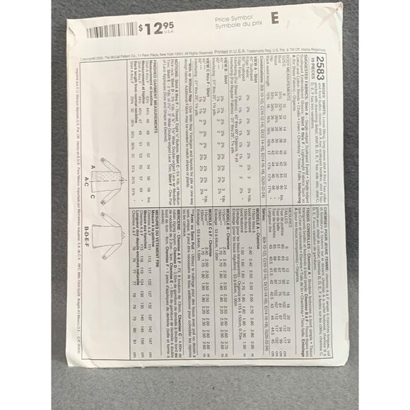 McCalls 2583 Misses Long & Short Sleeve Tunic Sewing Pattern Size 8-12 - Picture 2 of 2